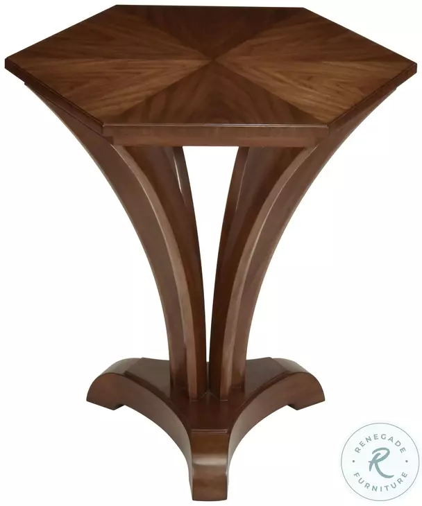 Pointe Walnut Hexagonal Lamp Table