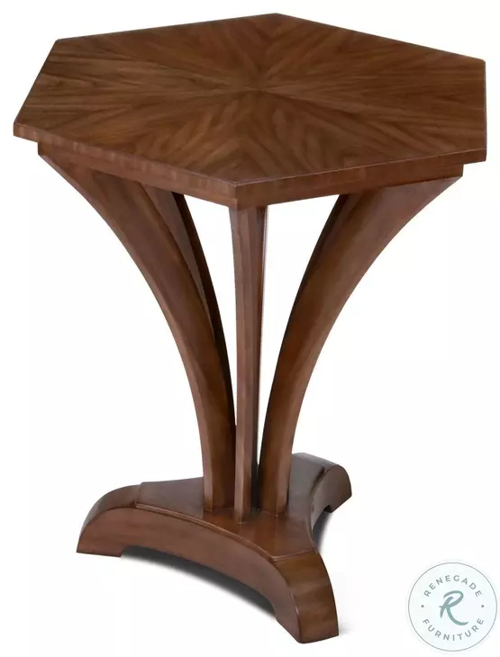 Pointe Walnut Hexagonal Lamp Table