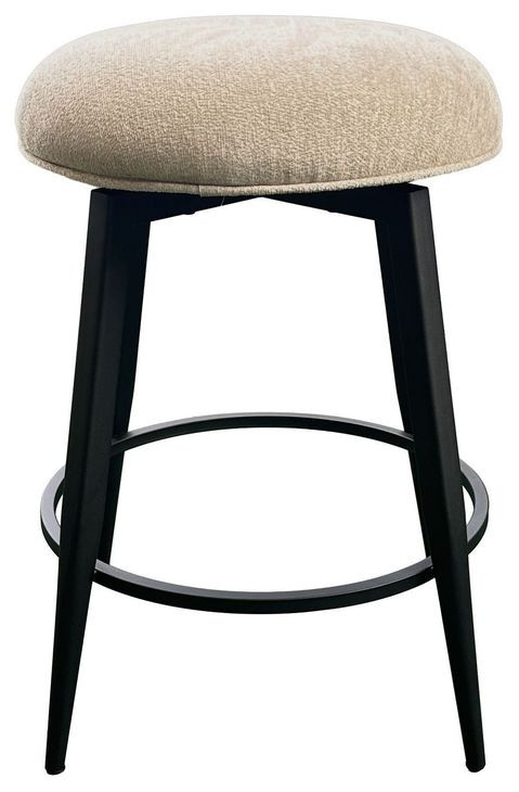 Metal Base Barstools Champagne Performance Fabric Swivel Backless Bar Stool