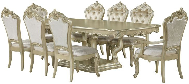 Monique Champagne and Beige Square Marble Top End Table