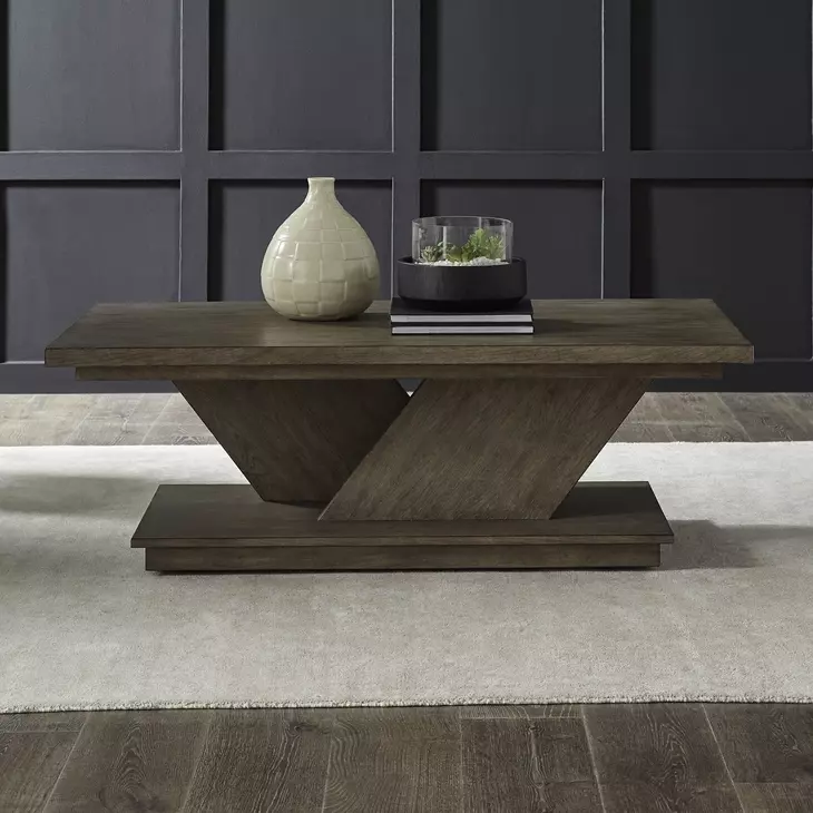 Aspen Sky Weathered Saddle Brown Rectangular Cocktail Table