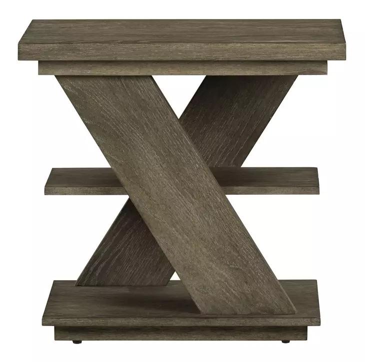 Aspen Sky Weathered Saddle Brown Rectangular Chairside Table