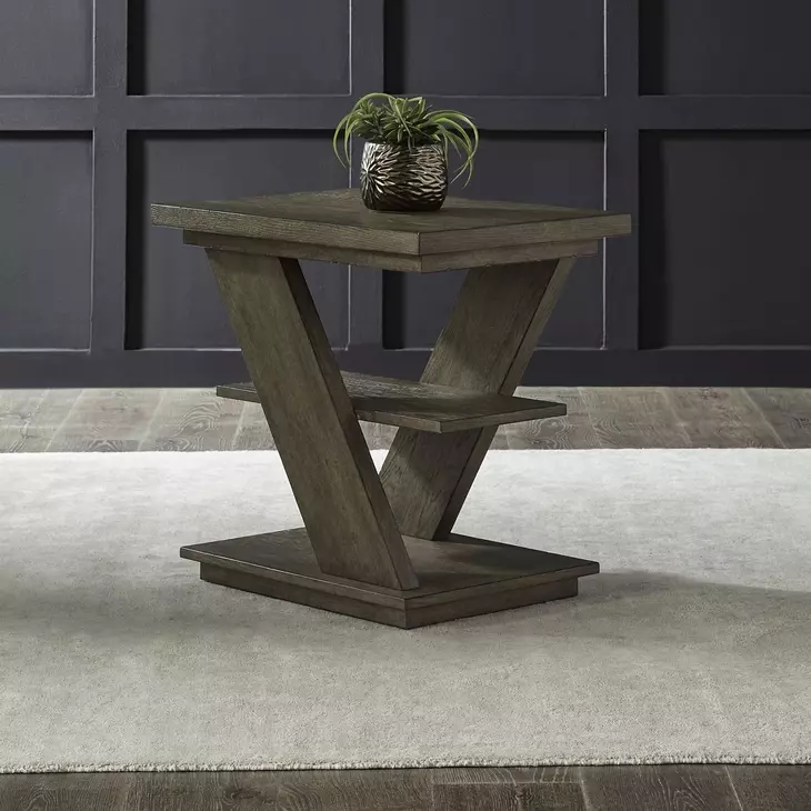 Aspen Sky Weathered Saddle Brown Rectangular Chairside Table