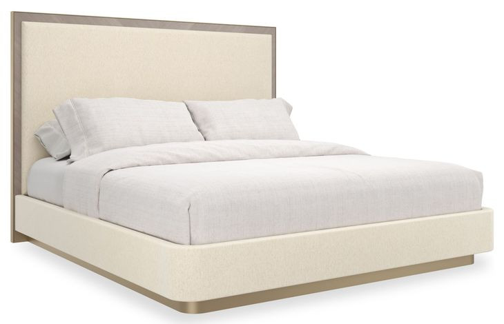 Anthology Beige and Dry Martini King Upholstered Panel Bed