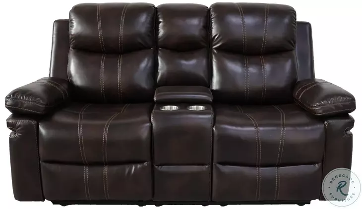 Kellen Brown Power Reclining 70" Console Loveseat Power Footrest