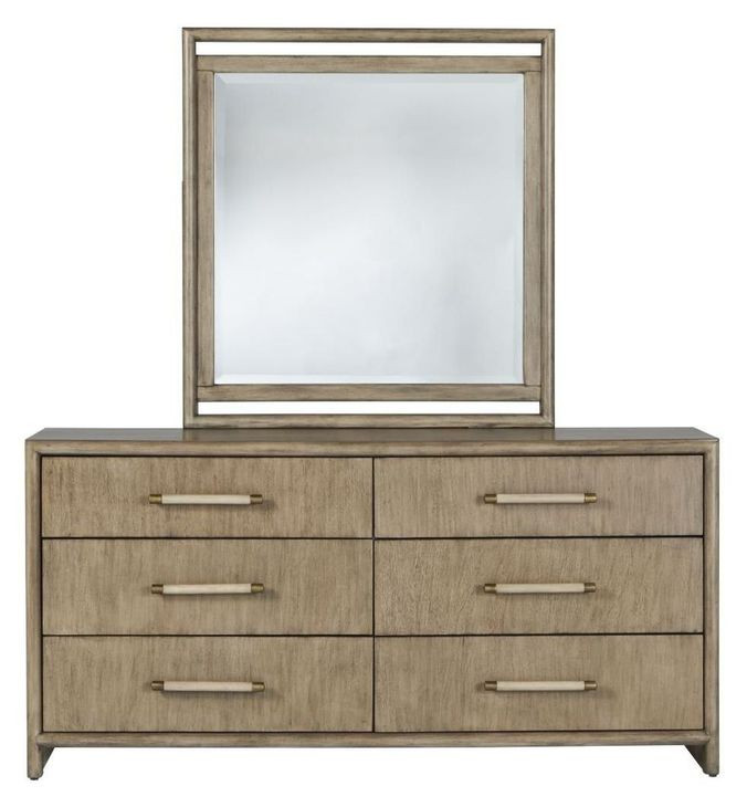 Arlington Nutmeg 6 Drawer Dresser and Rectangular Mirror