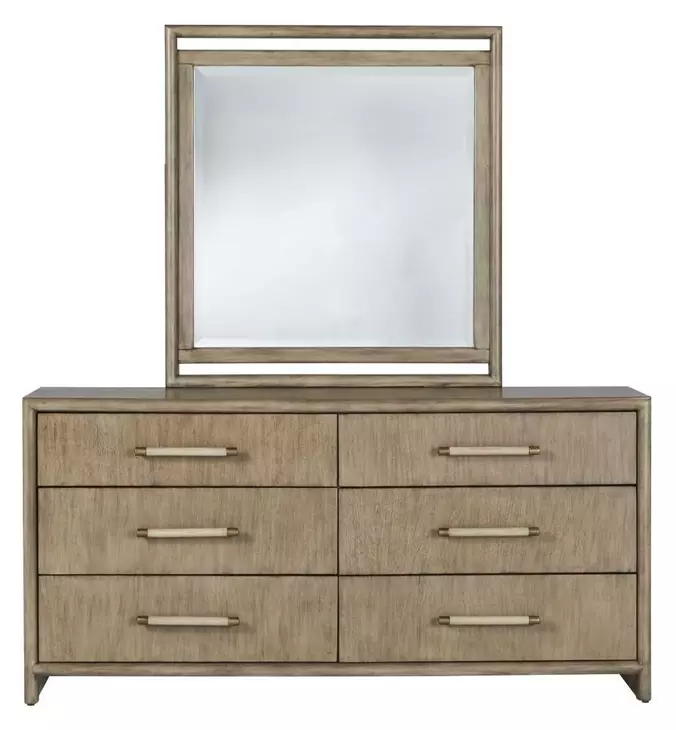 Arlington Nutmeg 6 Drawer Dresser and Rectangular Mirror