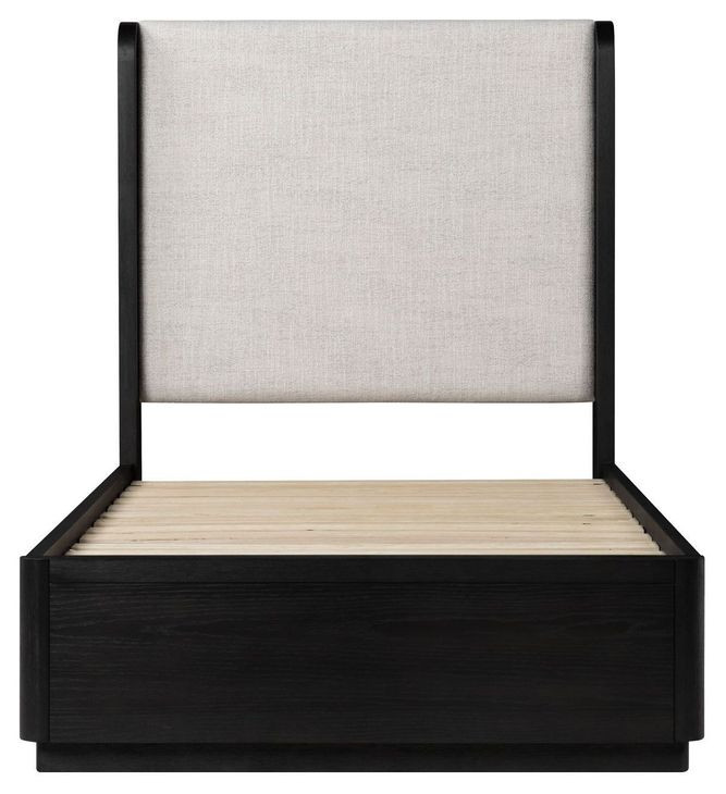 Modena Midnight Blue and Cream Twin Upholstered Panel Bed