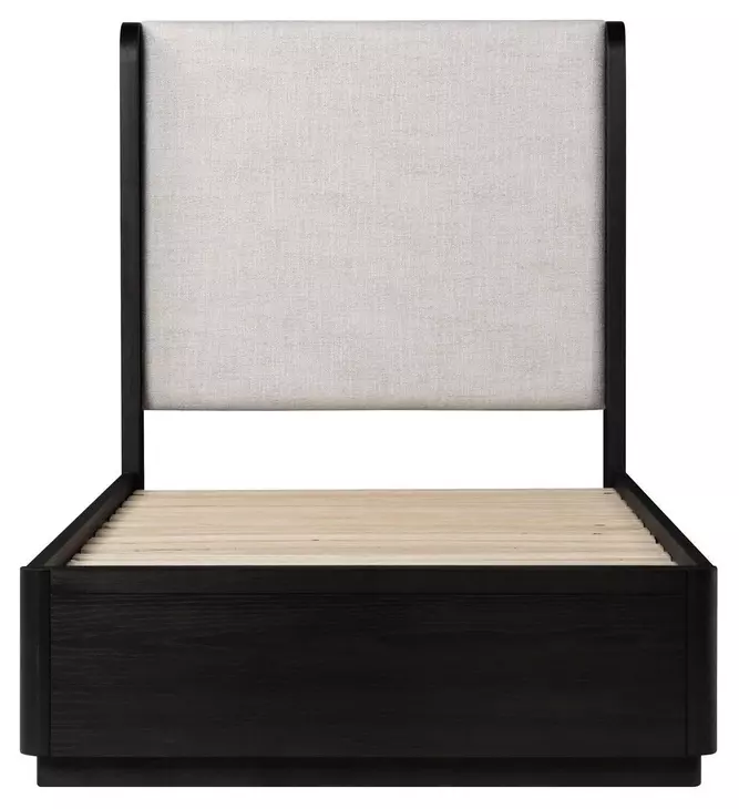 Modena Midnight Blue and Cream Twin Upholstered Panel Bed