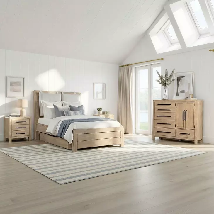 Cornerstone French Oak Panel Bedroom Set with Cushions