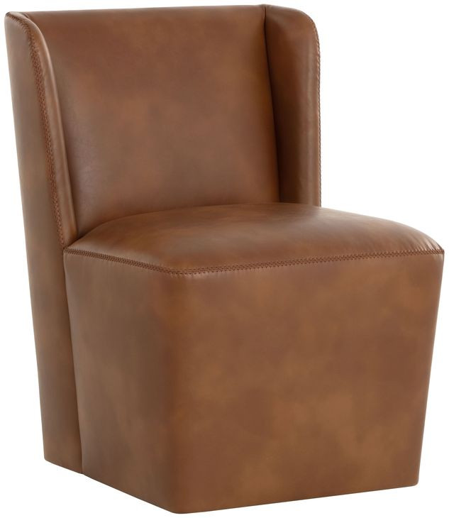 Ardent Tobacco Tan Upholstered Wheeled Dining Chair