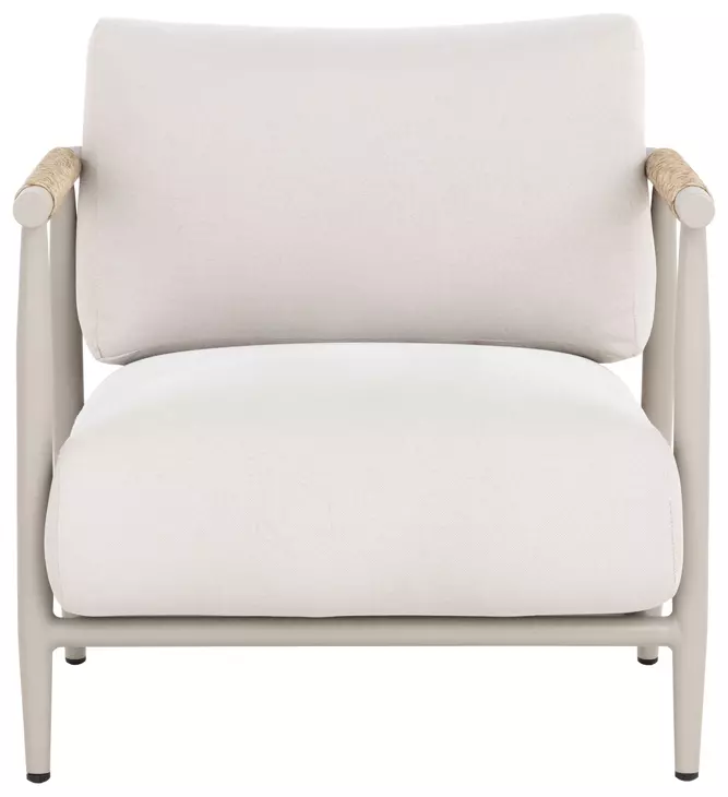 Brielle Palazzo Cream and Greige Performance Fabric Upholstered Outdoor Lounge Chair