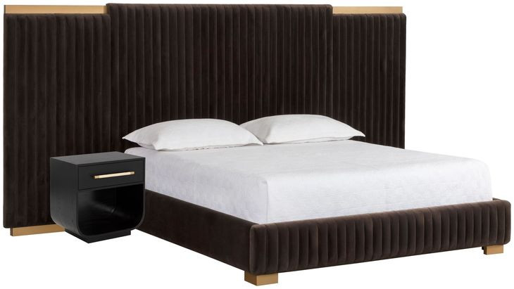 Tarrant Diamond Mink Upholstered Platform Bedroom Set