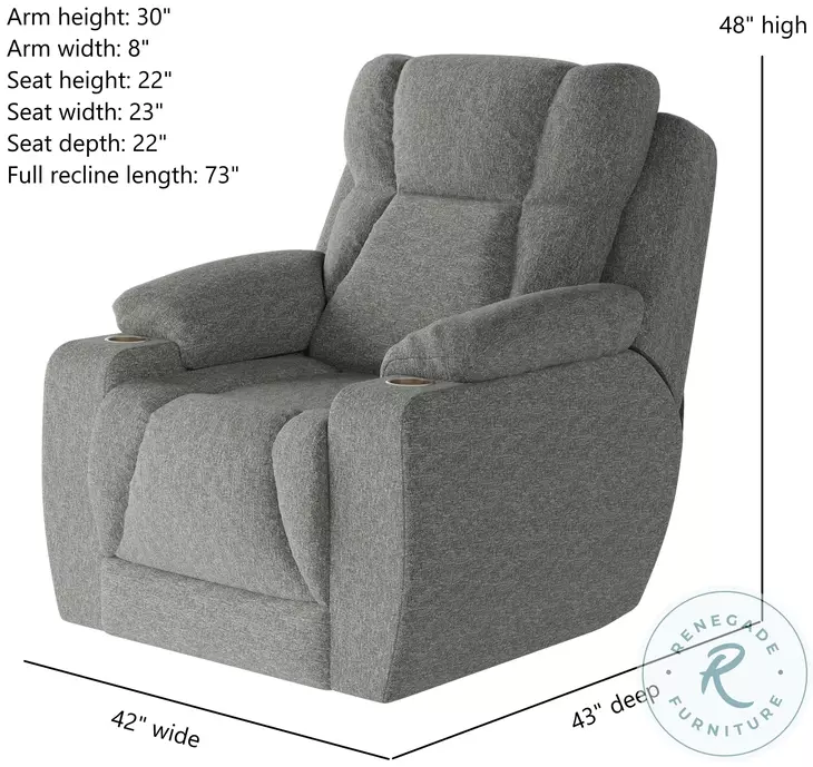 Challenger Athens Slate Power Headrest Wall Hugger Big Mans Recliner