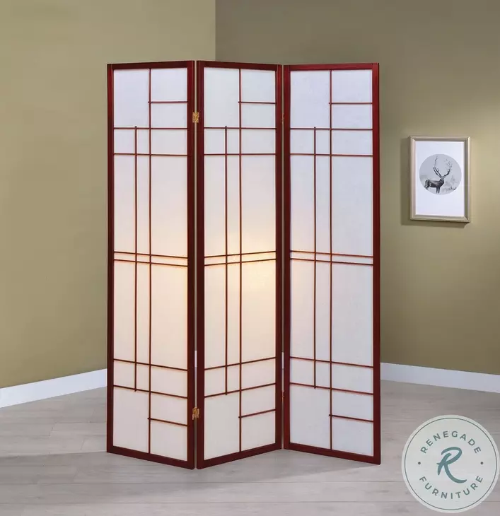 900110 Cherry 3 Panel Folding Screen
