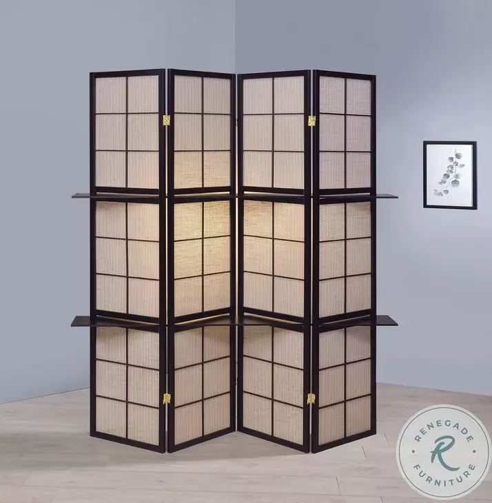 900166 Cappuccino 4 Panel Folding Screen