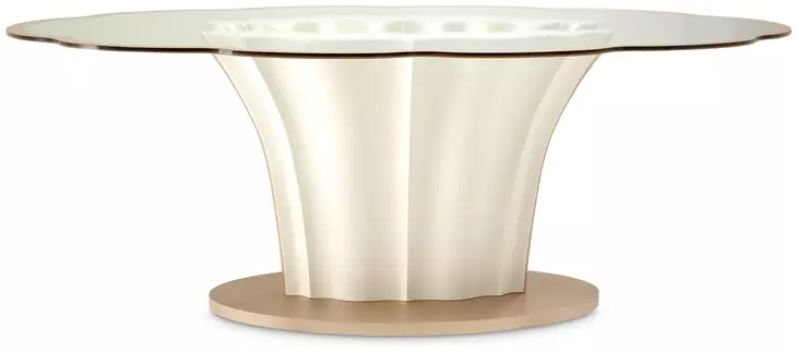 London Place Creamy Pearl 90" Oval Entry Table