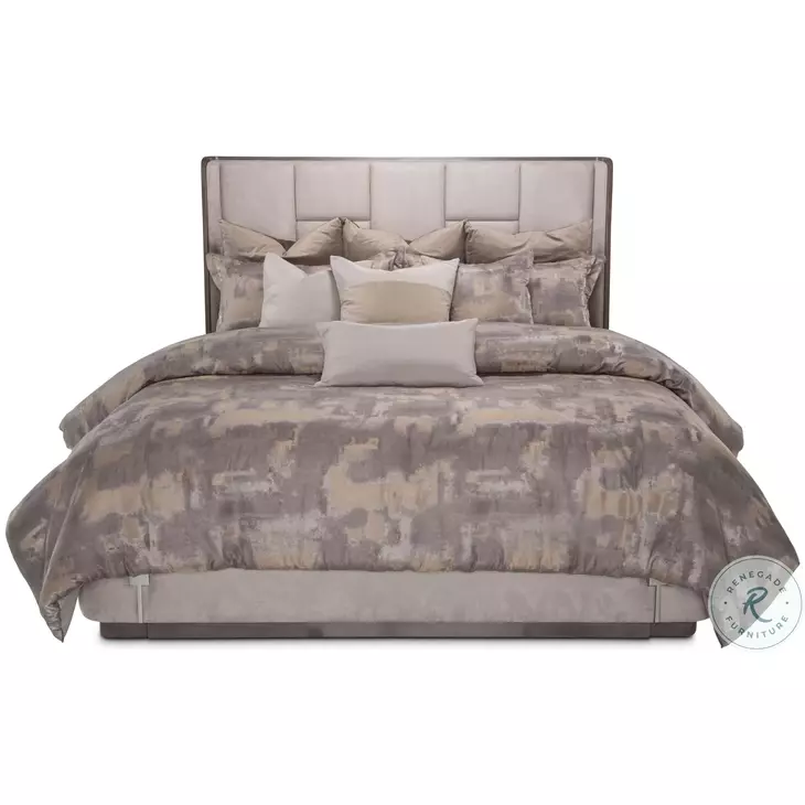 Roxbury Park Slate And Cement California King Upholstered Multi Panel Bed
