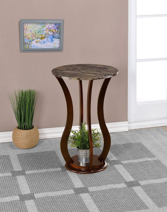 Elton Brown And Marble Top Round Accent Table
