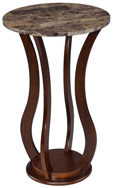 Elton Brown And Marble Top Round Accent Table