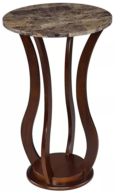 Elton Brown And Marble Top Round Accent Table