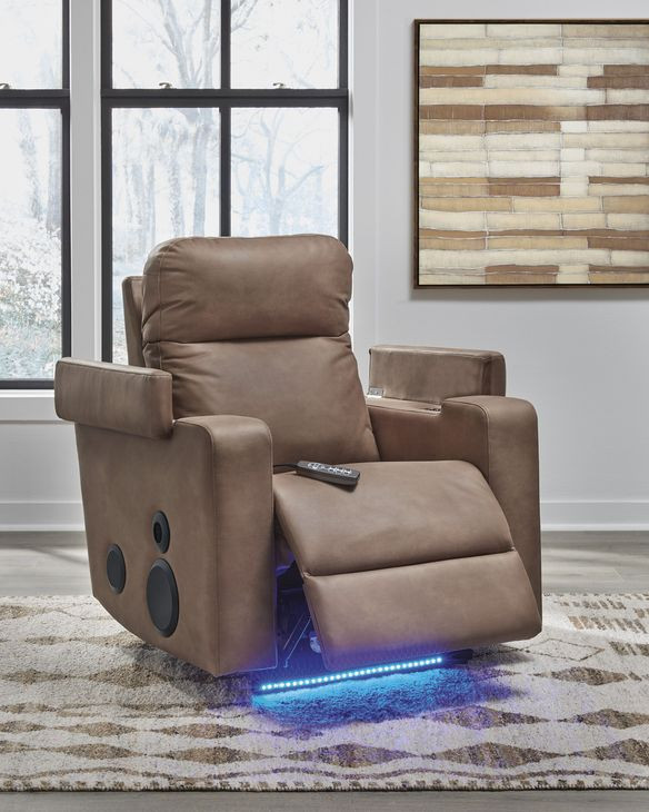 Flinlock Caramel Glider Power Recliner with Audio System