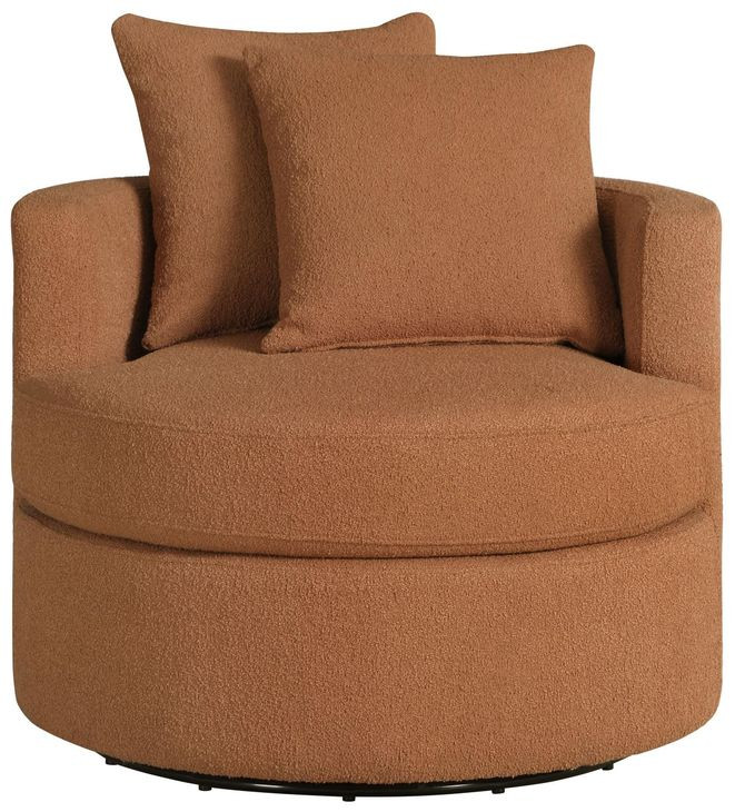 Debbie Burnt Orange Boucle Swivel Chair
