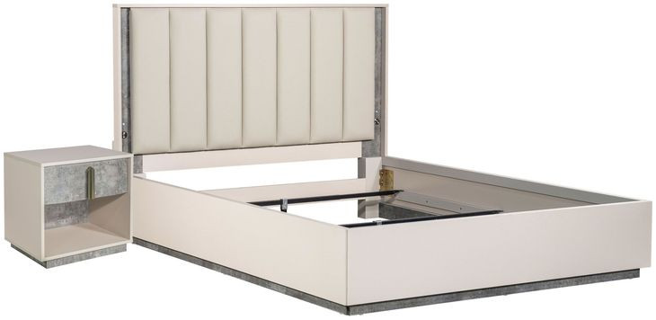 Alvara Stone and Taupe Upholstered Platform Bedroom Set