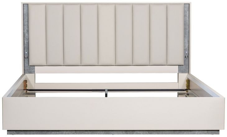 Alvara Stone and Taupe King Upholstered Platform Bed with LED