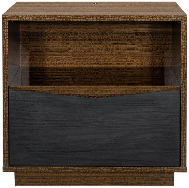 Kayner Charcoal 1 Drawer Nightstand with LED