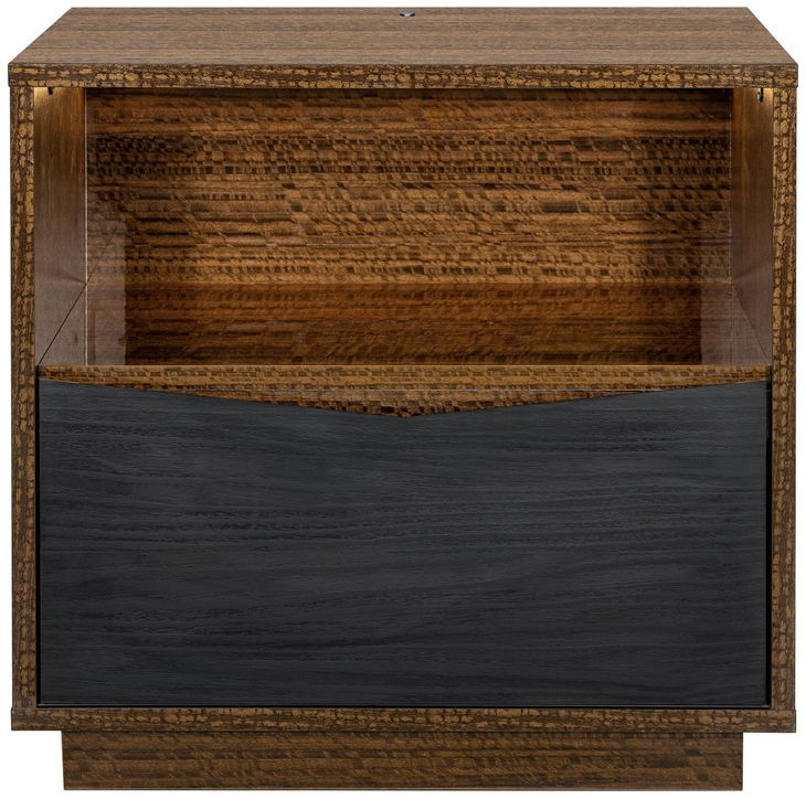 Kayner Charcoal 1 Drawer Nightstand with LED