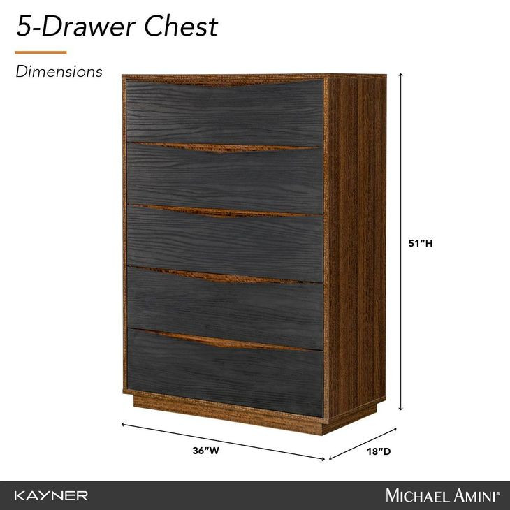 Kayner Charcoal 5 Drawer Chest with LED from Michael Amini