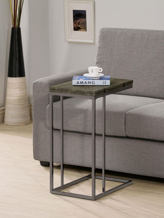 Pedro Weathered Grey And Black Accent Table