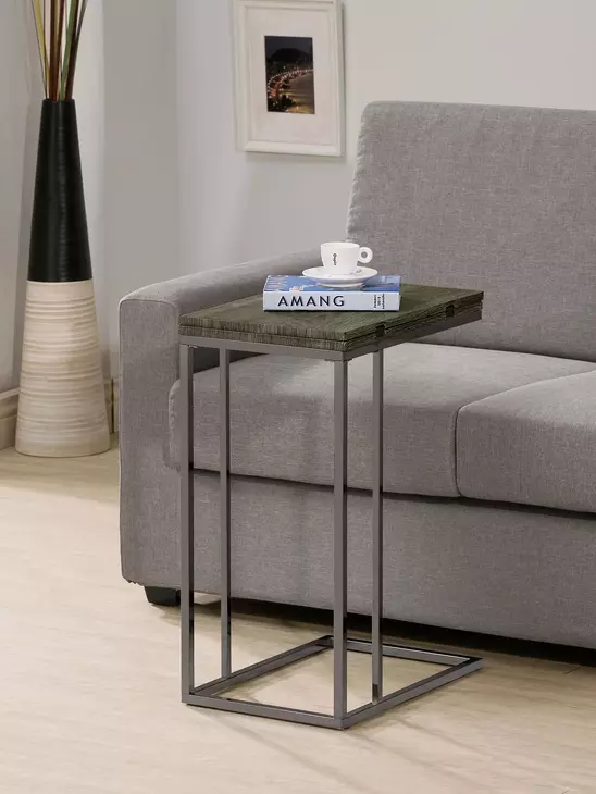 Pedro Weathered Grey And Black Accent Table