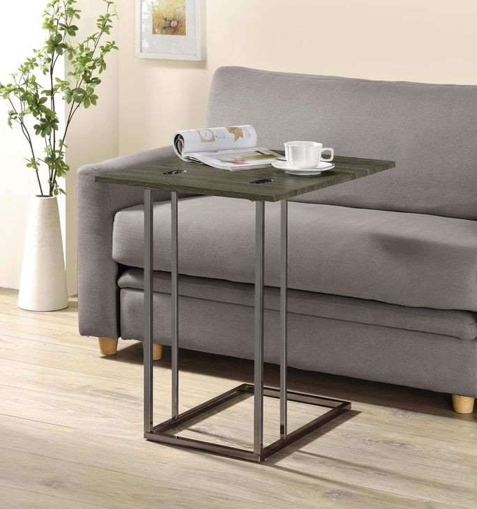 Pedro Weathered Grey And Black Accent Table