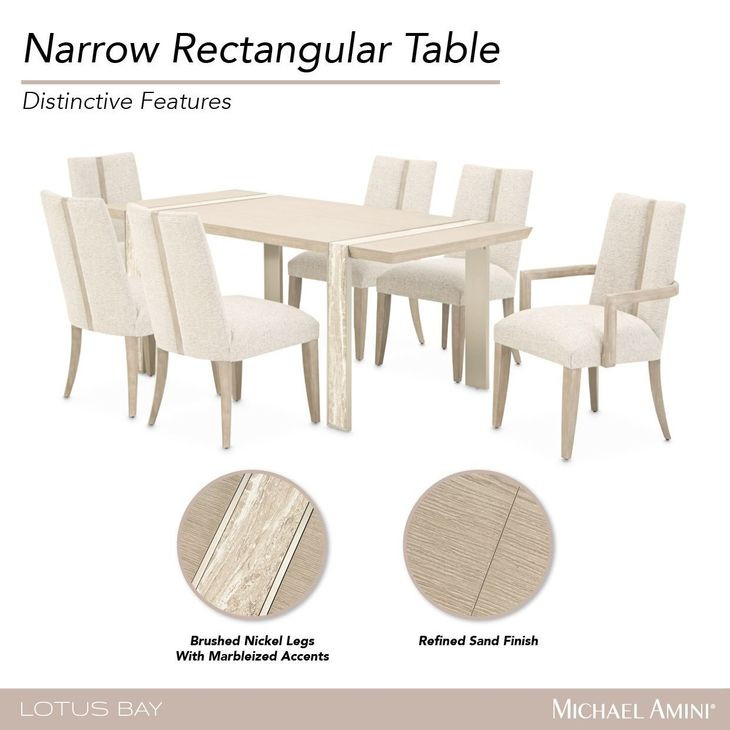 Lotus Bay Sand 100" Extendable Rectangular Narrow Dining Table