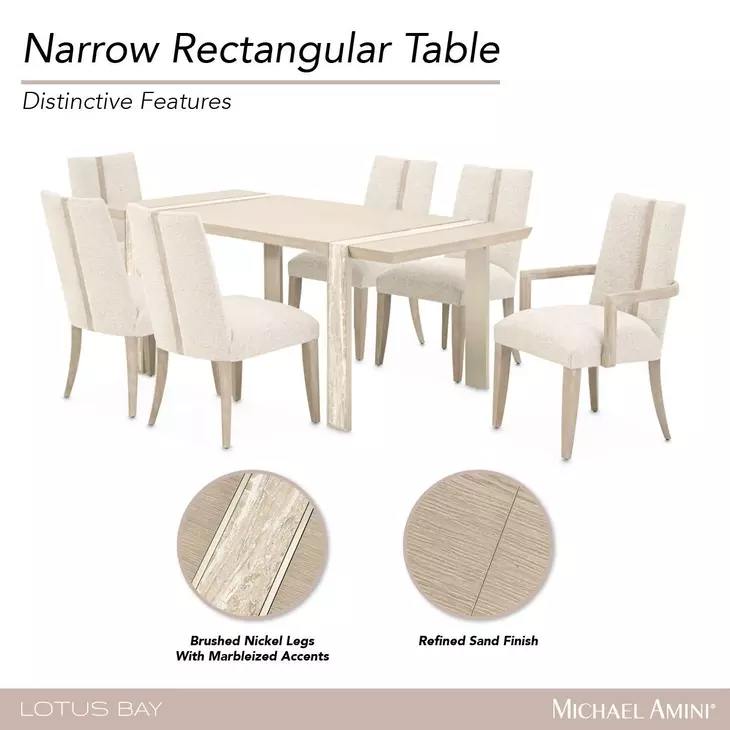 Lotus Bay Sand 100" Extendable Rectangular Narrow Dining Table