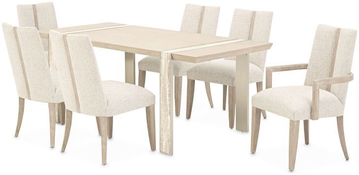 Lotus Bay Sand Extendable Rectangular Narrow Dining Room Set