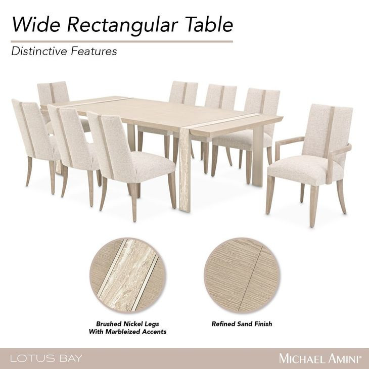 Lotus Bay Sand 100" Extendable Rectangular Wide Dining Table