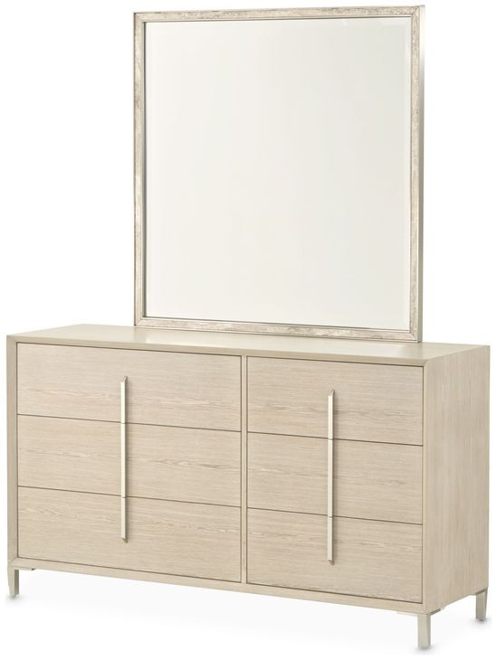 Lotus Bay Sand 6 Drawer Small Dresser with Mirror