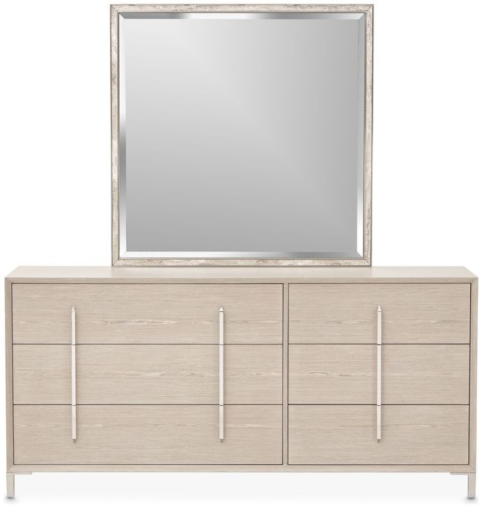 Lotus Bay Sand 6 Drawer Large Dresser with Mirror