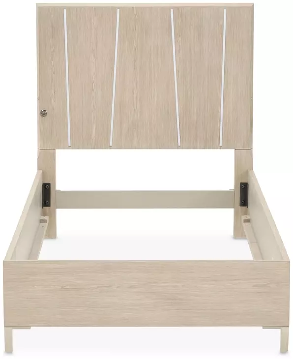 Lotus Bay Sand Twin Panel Bed with LED and USB Charging