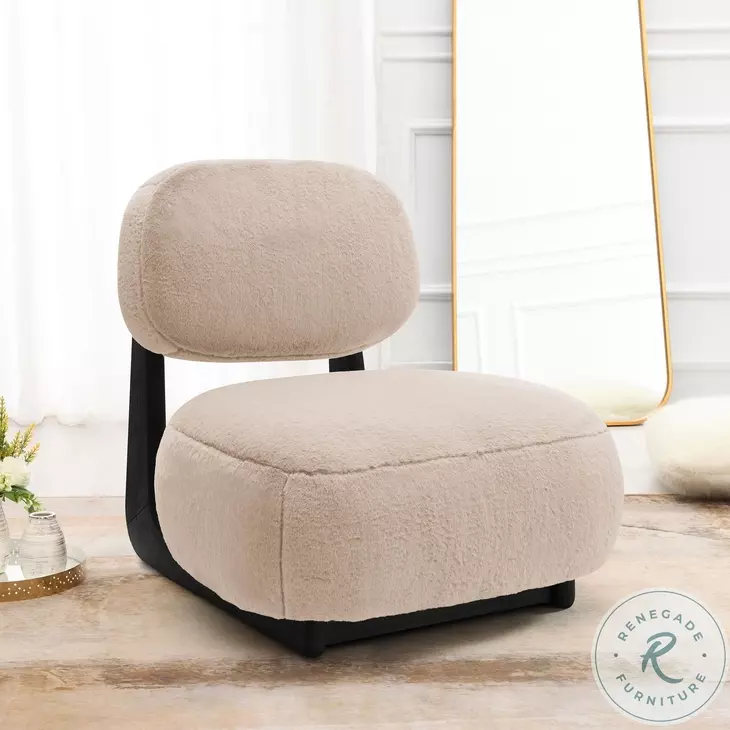 Duffie Camel Faux Fur Armless Accent Chair