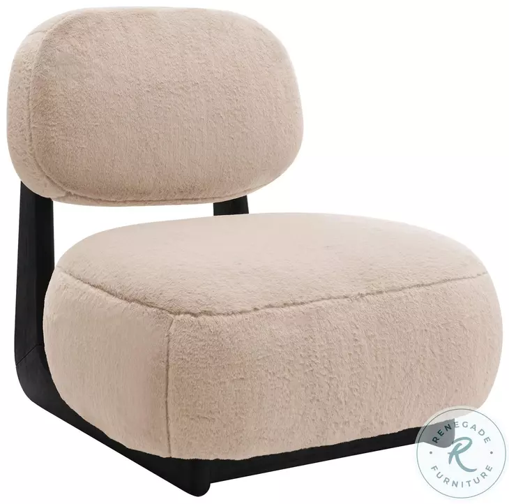 Duffie Camel Faux Fur Armless Accent Chair