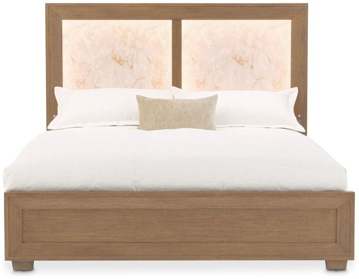 Portrait Sienna Brown King Panel Bed with LED and USB Charging