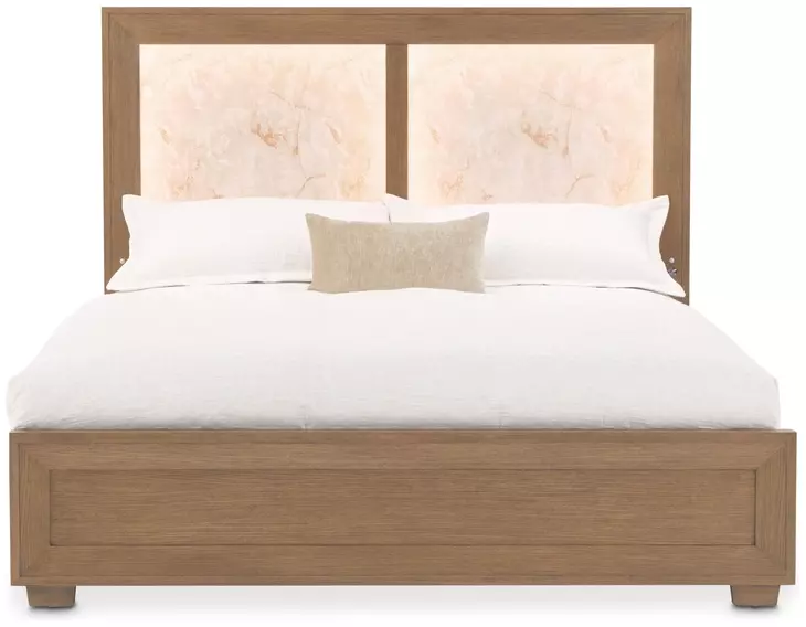 Portrait Sienna Brown Panel Bedroom Set with LED and USB Charging