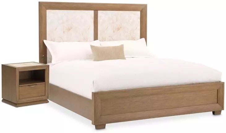 Portrait Sienna Brown Panel Bedroom Set with LED and USB Charging