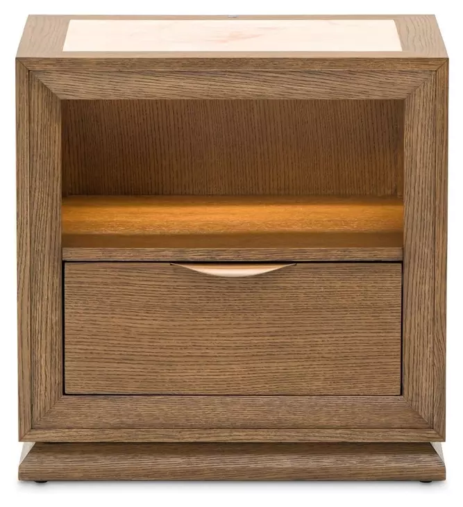 Portrait Sienna Brown 1 Drawer Nightstand with LED