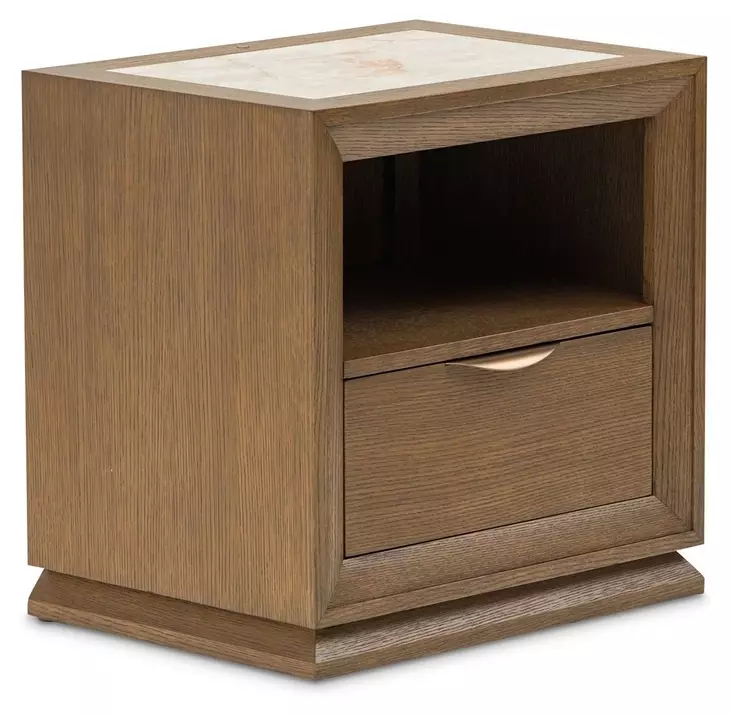 Portrait Sienna Brown 1 Drawer Nightstand with LED
