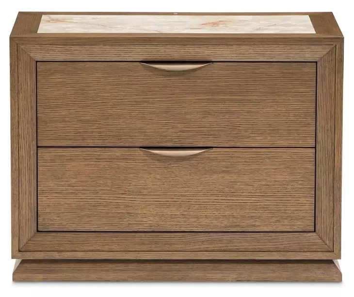 Portrait Sienna Brown 2 Drawer Nightstand with LED